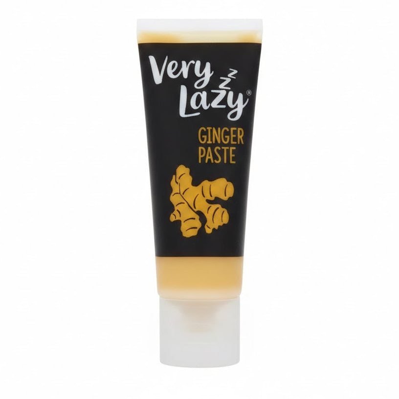 Tube of Very Lazy Ginger Paste on a white background