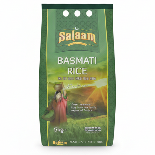 Salaam Basmati Rice packaging on a white background
